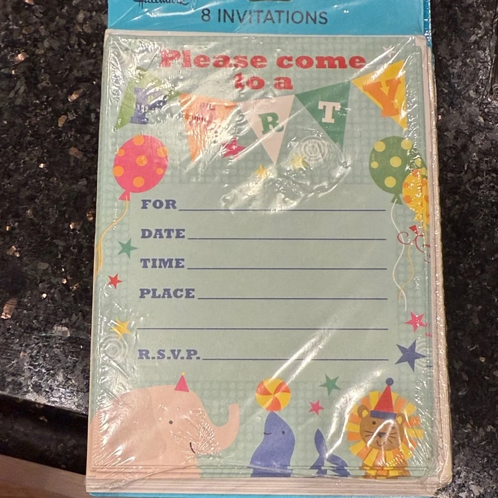 BUNDLE of 4 ITEMS Colorful Party Invitation Sets 3 + a pack of 10 pencils